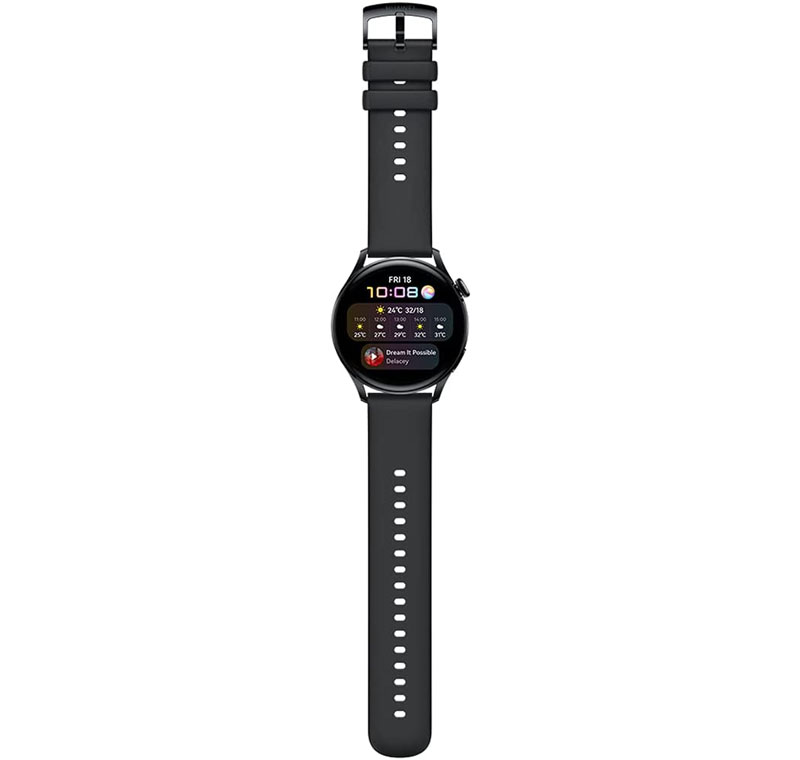 Huawei ساعت هوشمند هو وی WATCH 3 Active Edition با بدنه مشکی و بند لاستیکی مشکی
